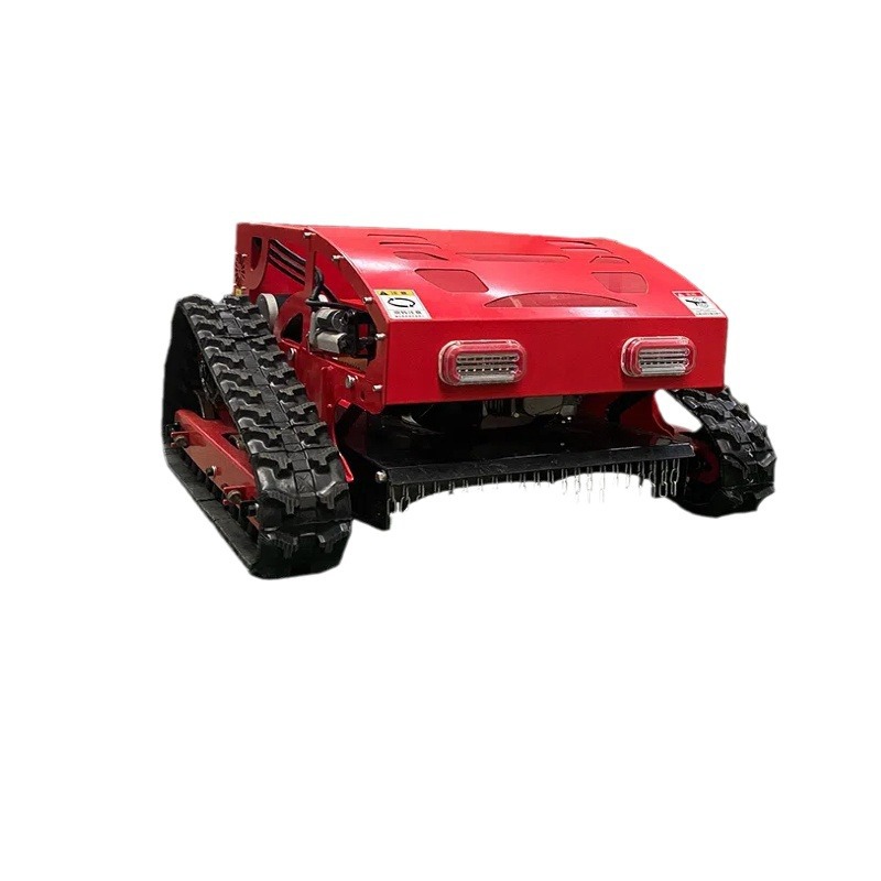 Multifuncional desertificación litio electricidad césped cortador de césped cortador de césped control remoto todo terreno tipo rastreo