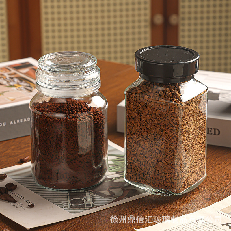 工場直販透明ガラスコーヒージャー収納キャンディボトルコーヒーボトル容量50g 100gG 200g|undefined