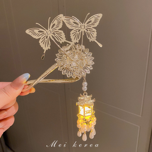 Ancient style lantern, palace lantern, pearl tassel hairpin, palace style elegant temperament hairpin, personalized design hairpin