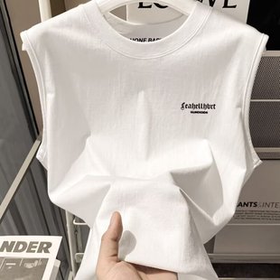 Sleeveless Waistcoat Men's Summer Thin Hong Kong-style Trendy Ins Letter Loose Casual All-match Top Men's Wear
