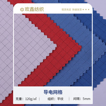 滌綸平紋導網格布廠家仿電子輻射網格黑絲無塵防靜電服面料可定