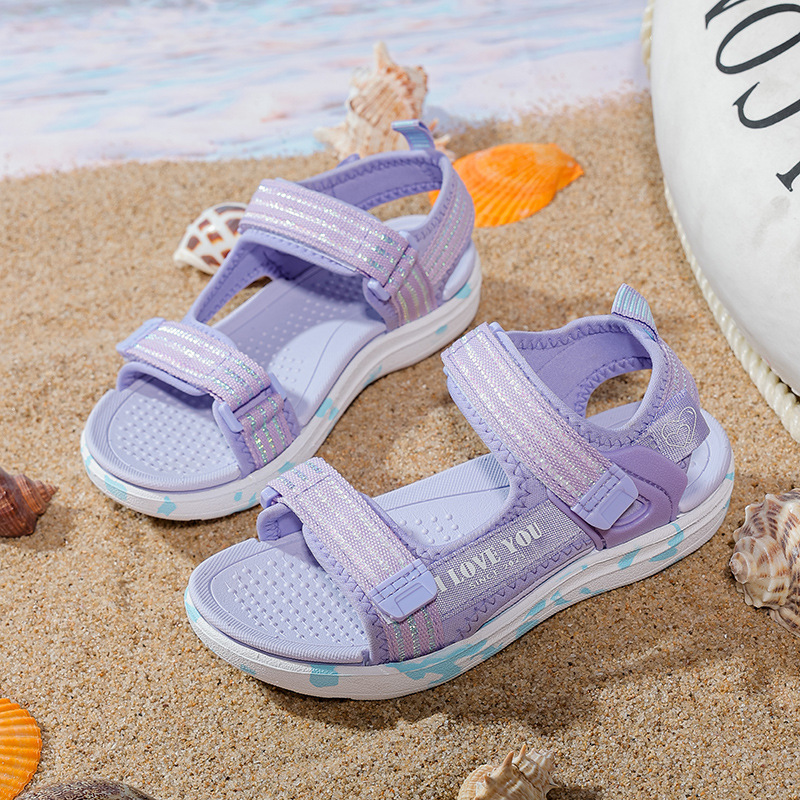Sandalias de Playa para Niñas de Tela y EVA Suela Suave Antideslizante Ligero para Playa y Verano