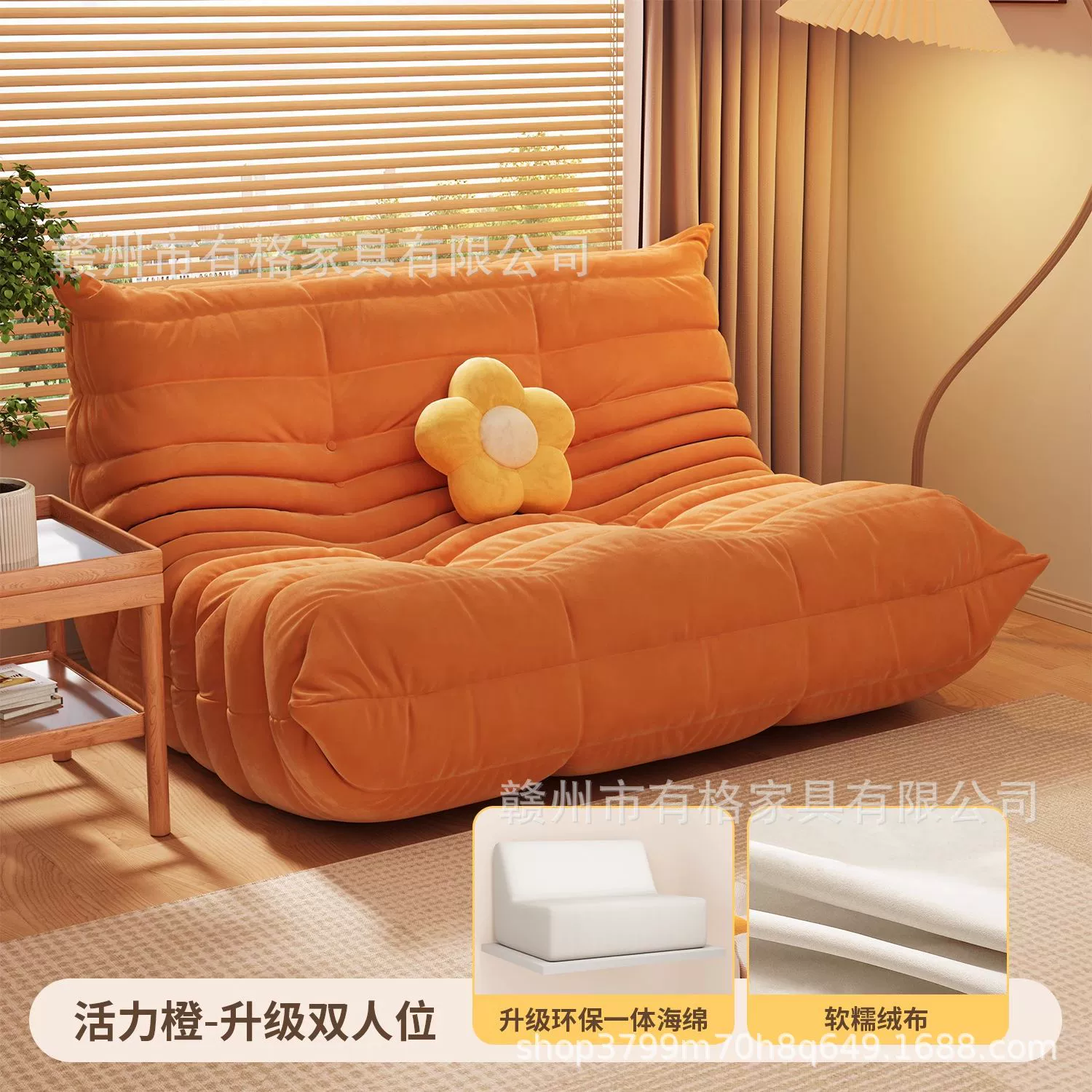 Sofa modern minimalist sponge sofa, cloth upholstery, storage system, multi-size (single–three-seater)