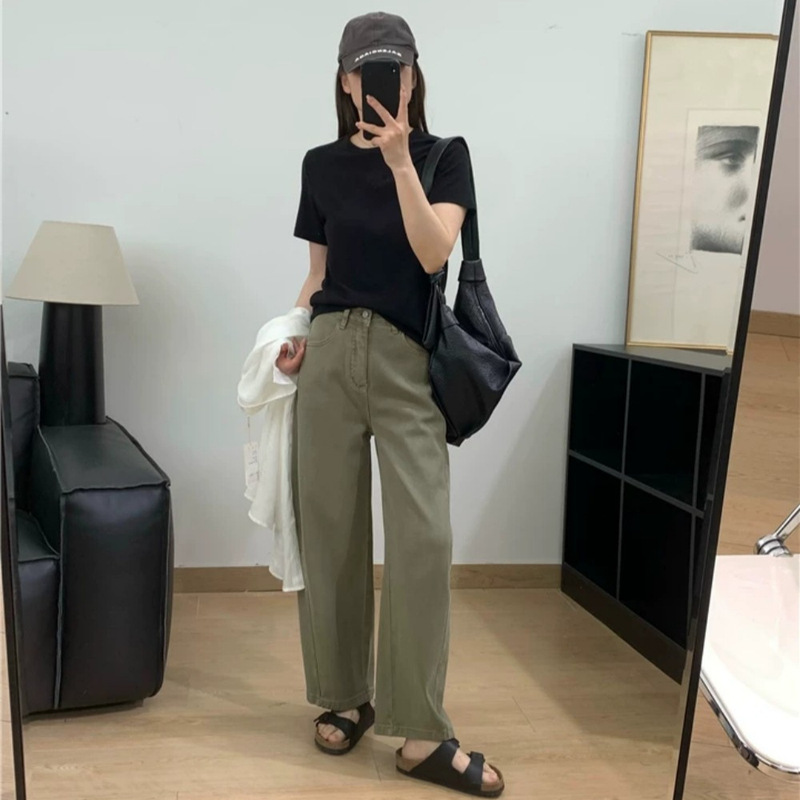 Dori Dn Starfruit Pants! Retro Gray Moss Green Tailored Side Seam Patchwork Petite Curve-Cut Jeans Size 26 New