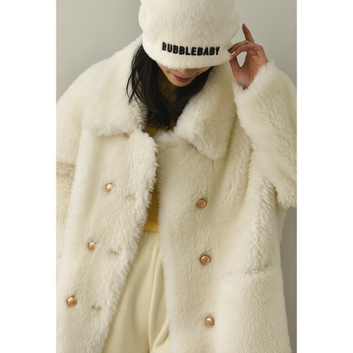 き羊羔毛羊剪绒皮毛一体大衣女冬季中长款加厚外套保暖真羊毛外套
