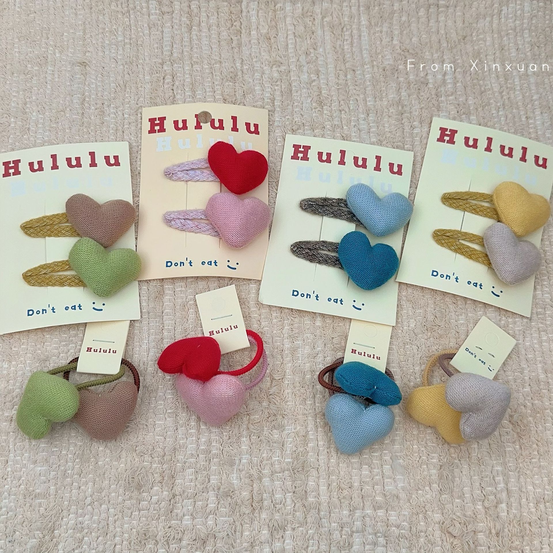 Herbst und winter neue farbe tuch herz haarnadel nette süße wolle baby clip hohe pferdeschwanz kinder gummiband haar zubehör_voghion.com
