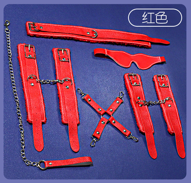 Jiuai SM Bondage Set, Plush Handcuffs and Nipple Clamps, 7-Piece Couple Play Kit — detail image 10