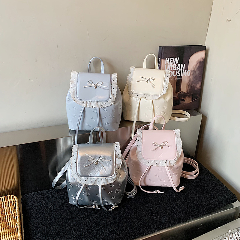 Mochila de encaje extranjero niñas lindas bolsas de arco bebés nuevas mochilas escolares de estilo universitario para niños