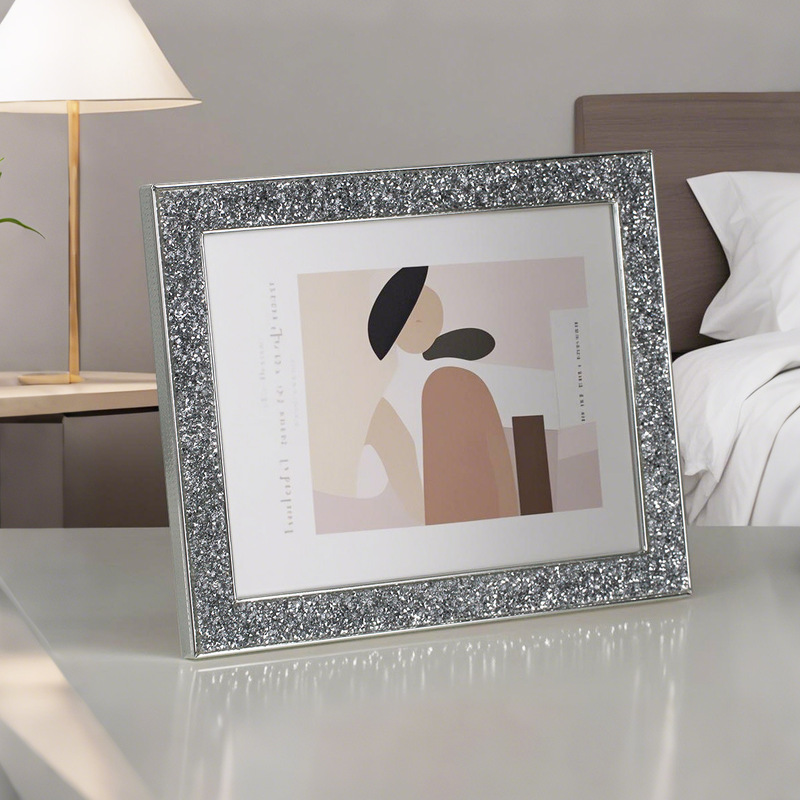 Elegant Sparkling Silver Metal Photo Frame Dressing Table High-End Table 5 Inches 6 Inches 7 Inches 8inch 10inch Photo Display