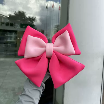Other Automotive Interior Supplies: Rear Seat Tail Sticker with - fluorescent-rose-pink-large-bow