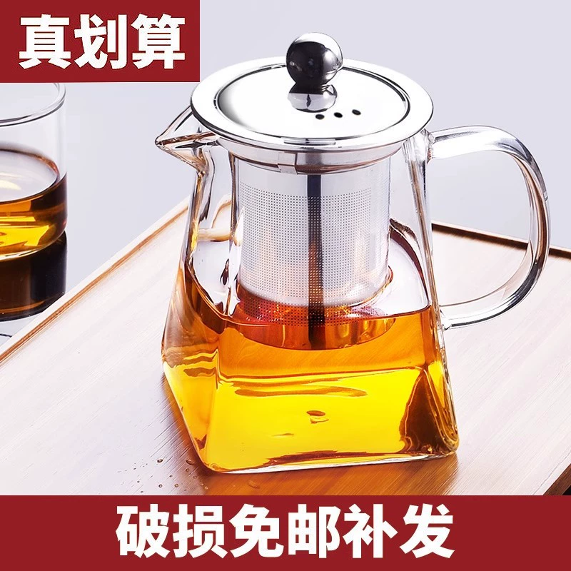 Glass teapot, square tea set