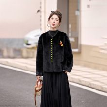 2025秋冬装外套加厚保暖上衣女装新款皮毛一体毛毛气质外套HE5533