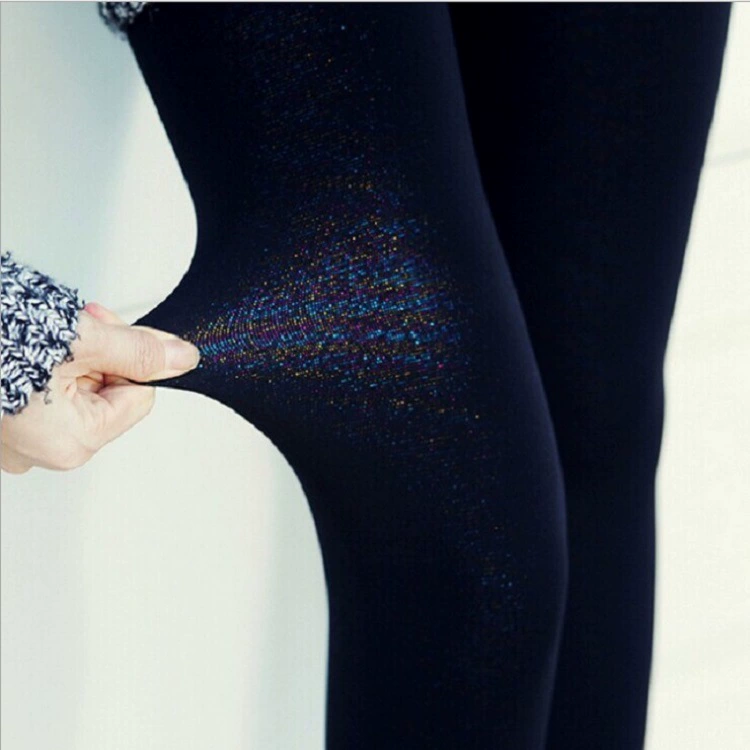 Леггинсы одного цвета из утолщенного полупрозрачного шелка на флисовой подкладке бесшовные для ног теплое искусственное мясо сквозь разноцветное 500 грамм