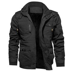 国境を越えて男性ジャケットの綿服コートと帽子の多ポケット綿工装硬漢ジャケット男復古ベルベット