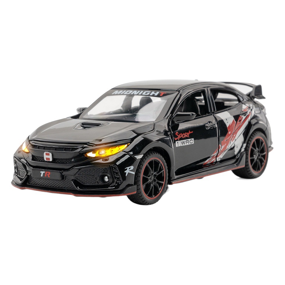 Jiaye modelo de coche de aleación 1:32 Honda Civic con efecto de sonido de luz Tire hacia atrás colección de decoración de modelo de coche de juguete