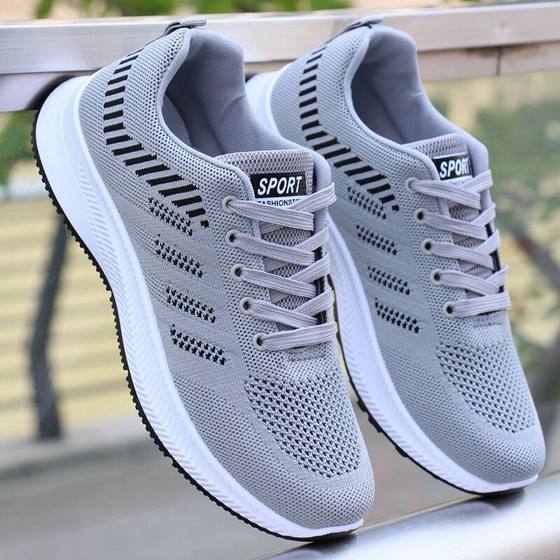 Casual Shoes Men's Shoes 2025 Spring and Autumn New Flying Woven Mesh Breathable Deodorant Non-slip All-match Trendy Shoes Men's Shoes