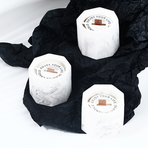 Handmade soy wax scented candle marbled plaster ink cup candle smokeless romantic aromatherapy ins style