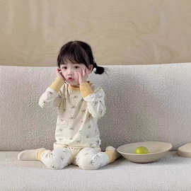 2025春秋季新款莱卡棉宝宝睡衣休闲韩版儿童无骨家居服套装