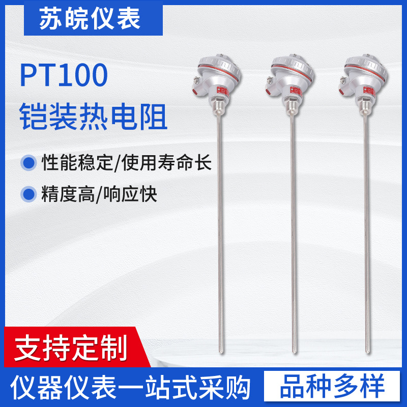 WZPK-231铠装热电阻PT1004分固定螺纹非标探杆精密测温头高精度