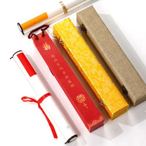 2024 calendar rice paper hanging scroll blank scroll calendar ten thousand years red batik calligraphy and painting creation scroll blessing word calendar
