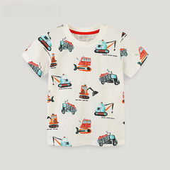 歐美風童裝t恤新品夏季男童圓領套頭短袖衫針織棉卡通印花童上衣