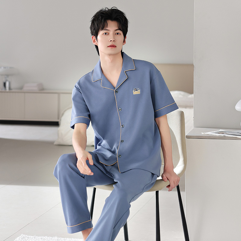 Pijamas de algodón puro pantalones de manga corta de verano para hombre 2025 nuevo estilo que se puede usar afuera Traje de servicio a domicilio casual de gran tamaño de alta gama