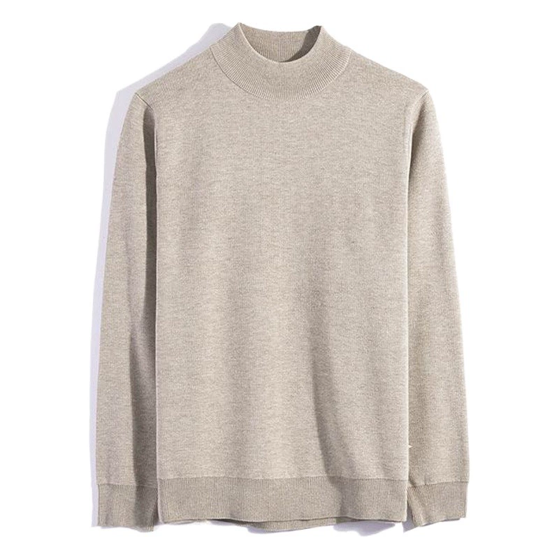 Осенне-зимний новый стильный мужской свитер с полувысоким воротником, свободный и универсальный повседневный трикотаж, однотонная мужская трикотажная базовая рубашка с внутренним слоем.