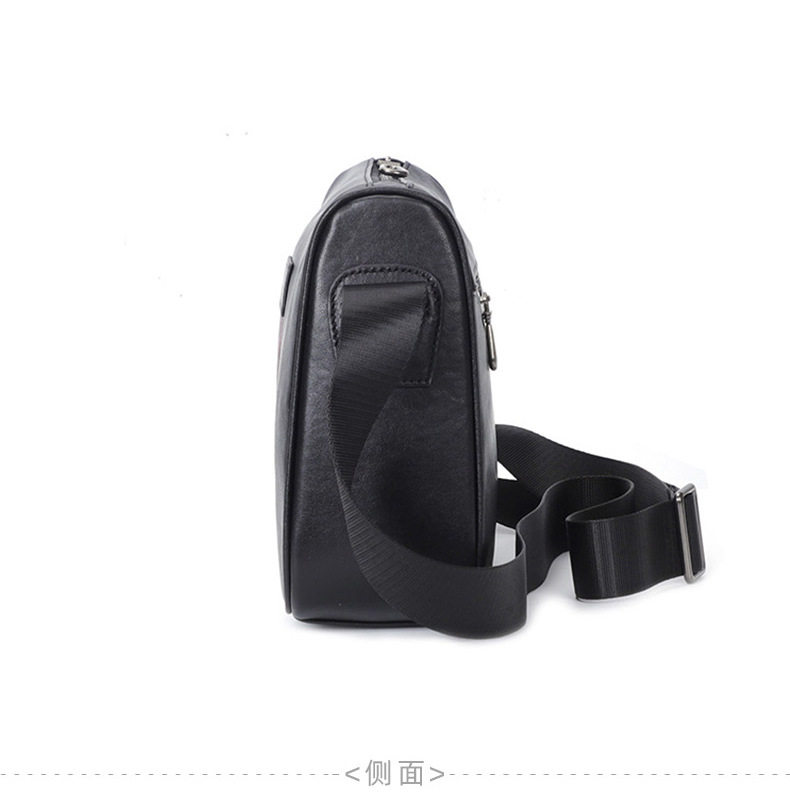 Túi đeo chéo nam da bò thật 29×11×17 cm phong cách đường phố — Màu đen chi tiết 14