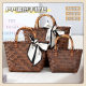 Large Capacity Handmade Woven Bag Fashionable All-match Woven Bag Vegetable Basket Vintage Imitation Slub Bag Beach Holiday Bag