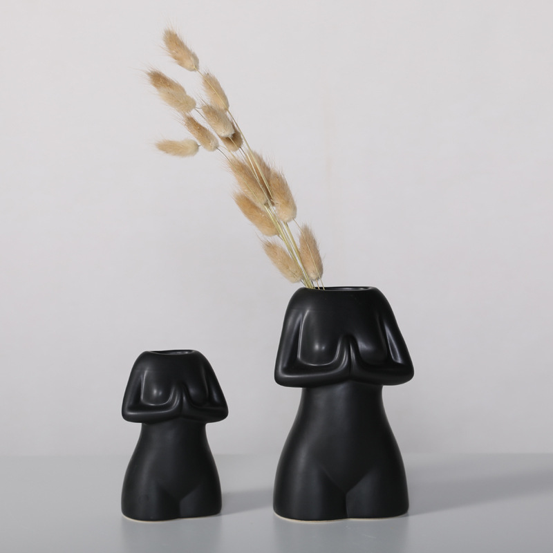 Estilo nórdico simple carácter abstracto jarrón de cerámica decoración creativa modelo pasillo escritorio hogar decoración suave