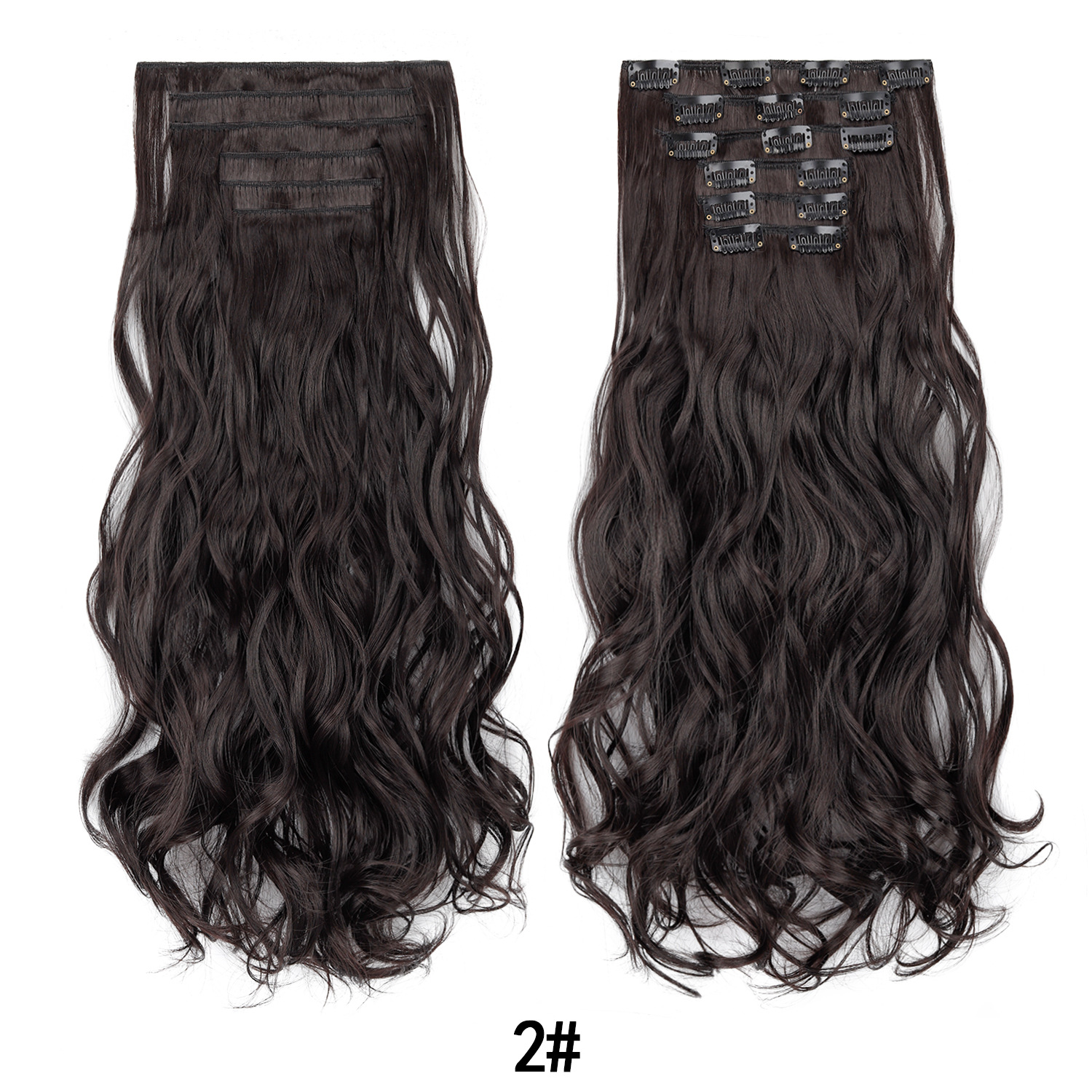 European and American Hair Clip 6-Piece Set 16-Card Women's Long Curly Hair Large Wavy Curly Hair Chemical Fiber Women's Hair Extension Set