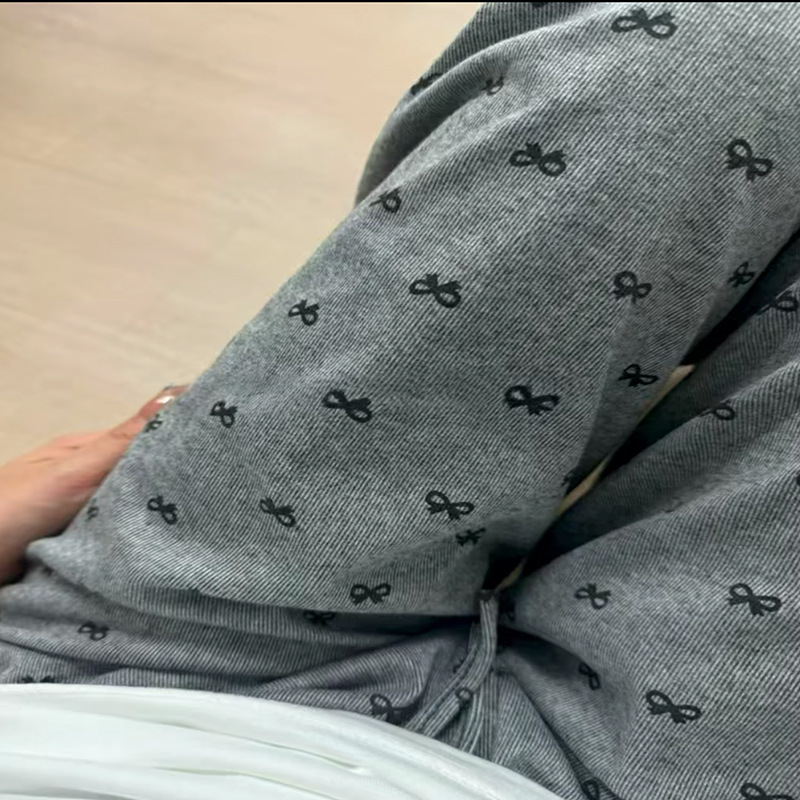 Pantalones Anchos de Felpa Suave con Lazo de Poliéster de Tiro Alto