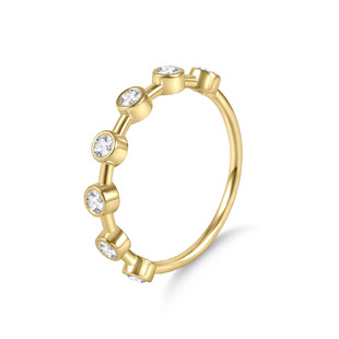 S925 Silver Gold Plated Moissanite Ring Round Diamond Row Ring 9k/10k/14k/18k Gold Bubble Diamond Ring