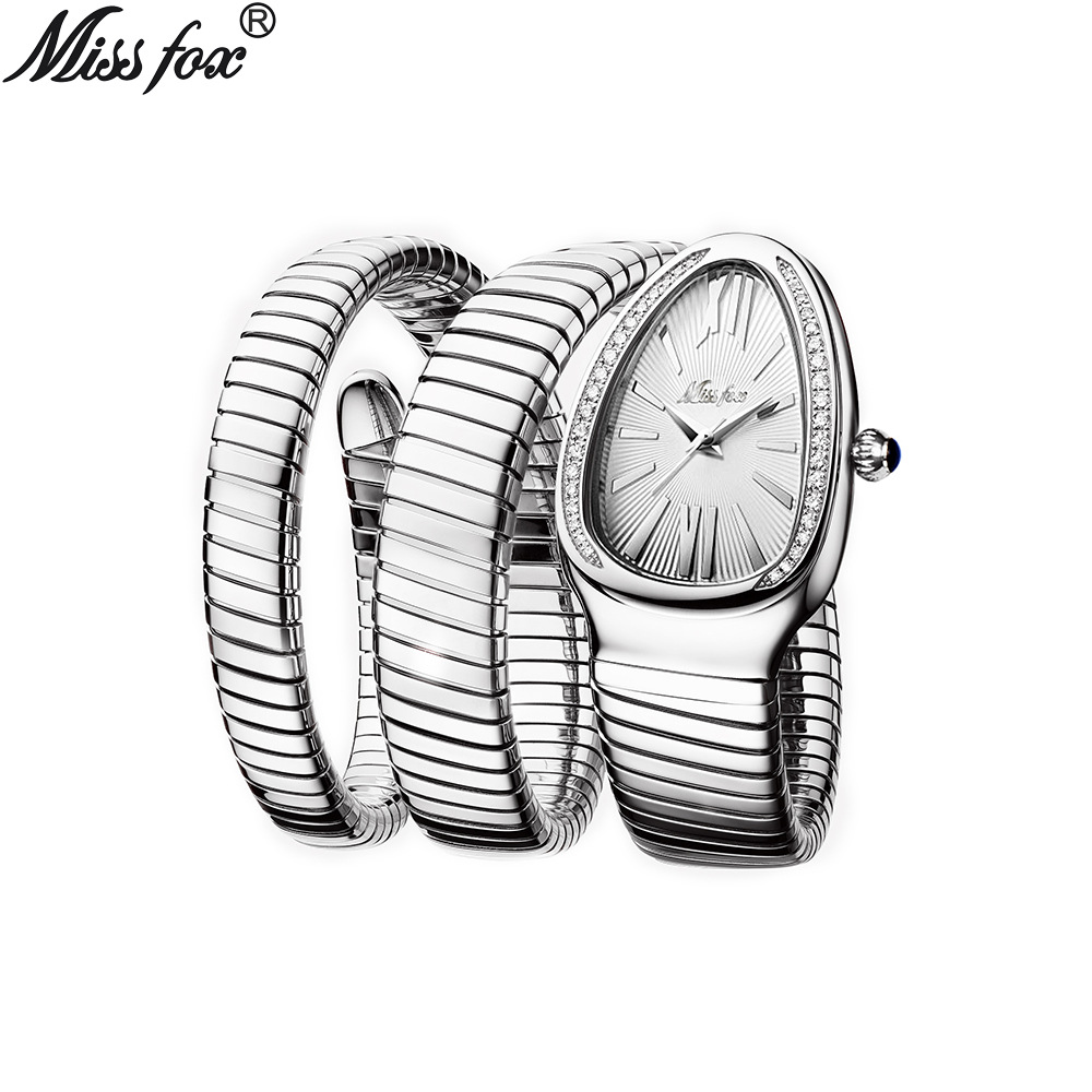 MISSFOX Watch Live Hot High-End Fashion ins personalidad serpiente en forma de serpiente enrollamiento reloj pulsera de tres anillos