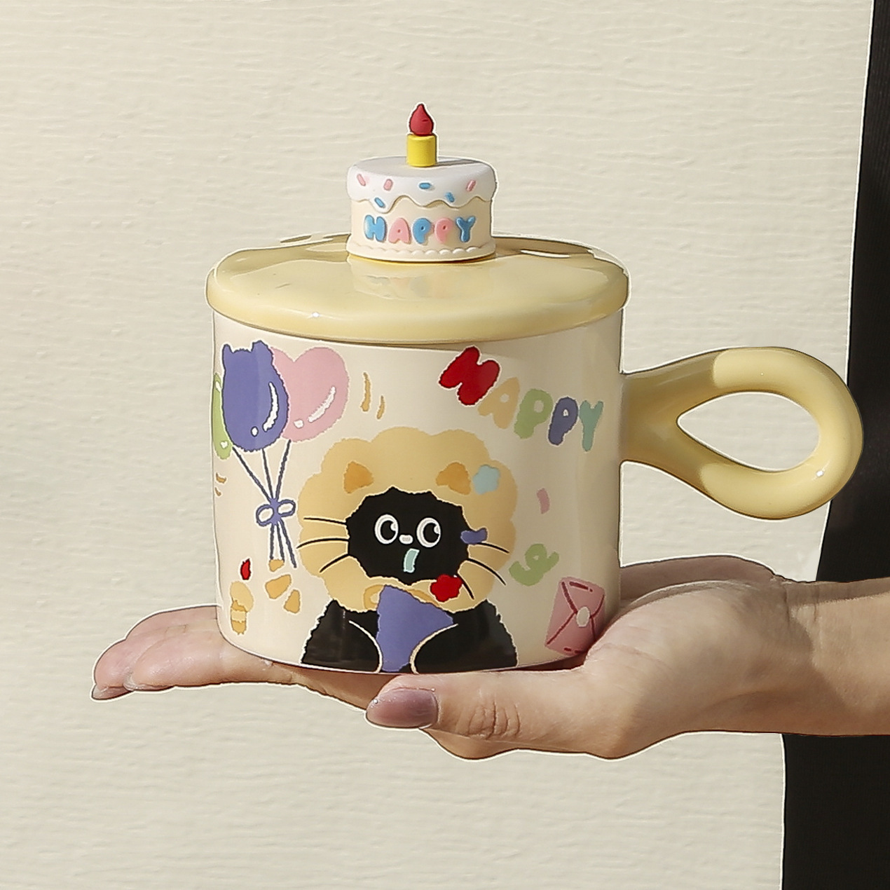 Regalo de cumpleaños de cerámica taza de agua de pareja de alto valor de caricatura encantadora caja de regalo de gato regalo de acompañante taza de desayuno