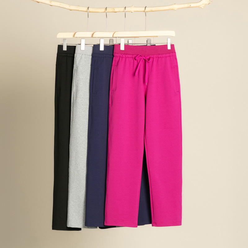 Spring and Summer Thin Sports Pants for Women, Straight-Leg Casual Pants, Solid Color Cotton Sweatpants, Plus Size 2026 New Style Women's Pants