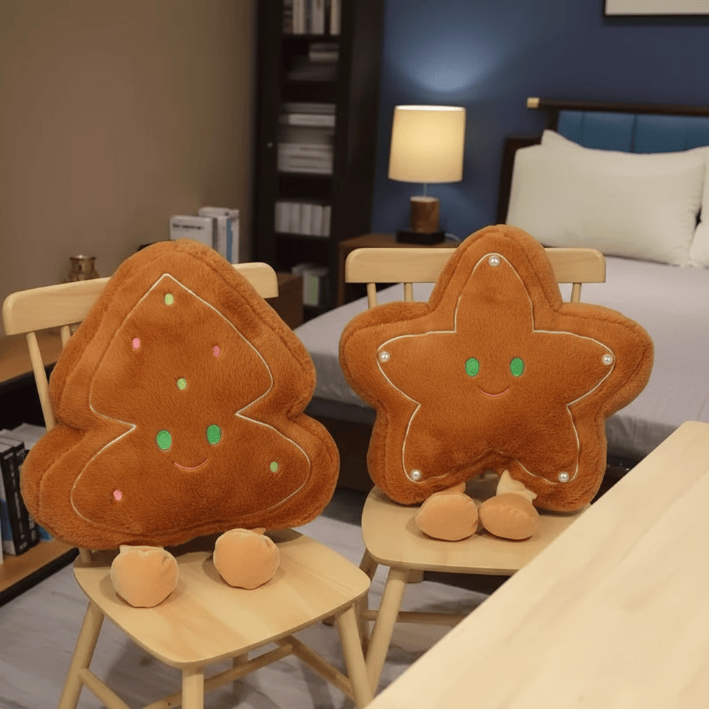 Cute Christmas Gift Gingerbread Star Pillow Biscuit Cushion Christmas Tree Ins Style Girls Sleeping Plush Doll