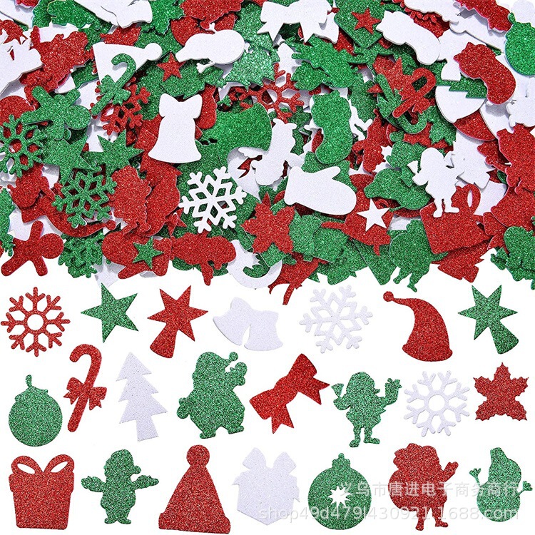 Diyクリスマス金粉泡シール自己接着32種類の形状シール子供クリスマスパーティー工芸品雪だるま|undefined