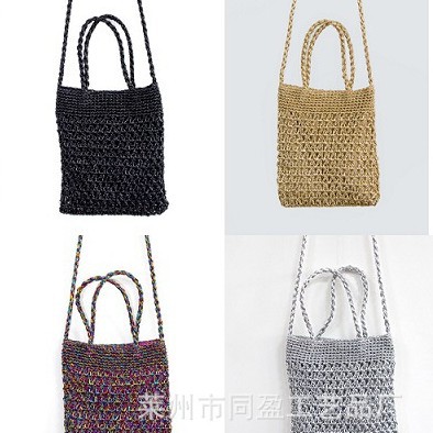 New Luxury Gold And Silver Thread Hand-Woven Women's Shoulder Bag, Handbag, Crossbody Multi-Purpose Bag Wholesale - Thumbnail 4