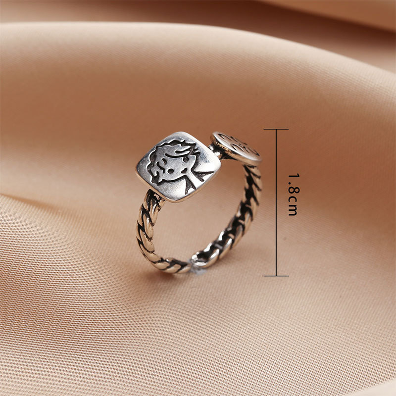 Korean version Dongdaemun Taeyin Castle ring, a retro, aged, individualistic, and cool style open ring accessory on Instagram pic 11