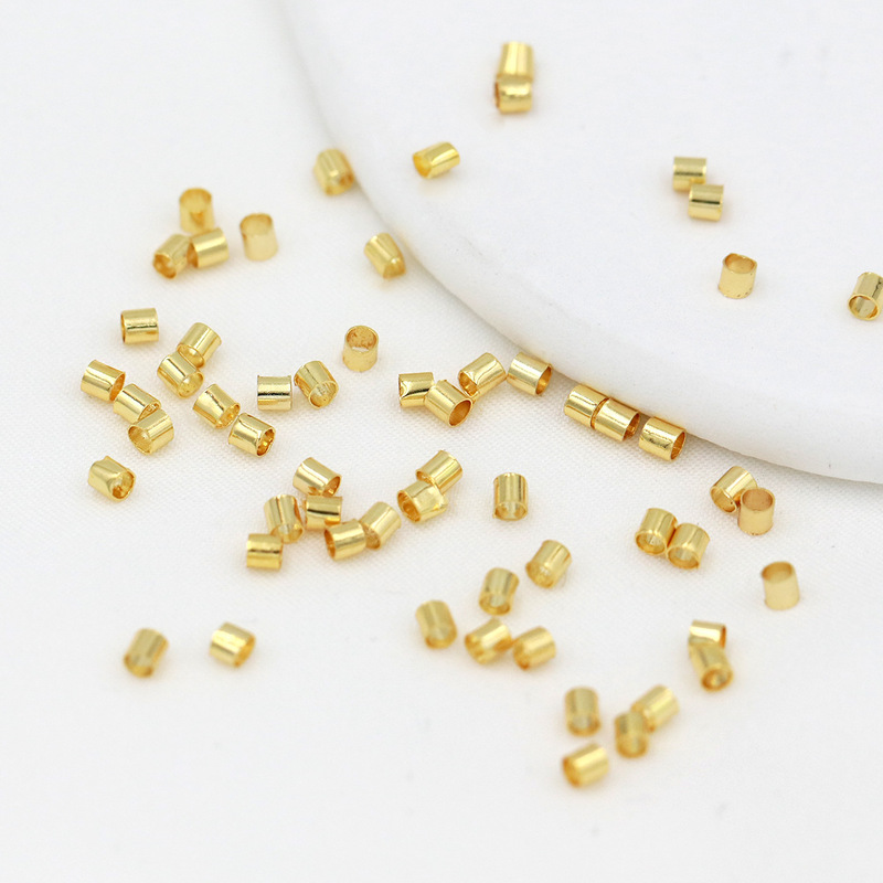 Copper-Plated Real Gold 14K18K Positioning Tube Fixed Clip Flat Beads Loose Beads DIY Handmade Beading Finishing Positioning Buckle D12