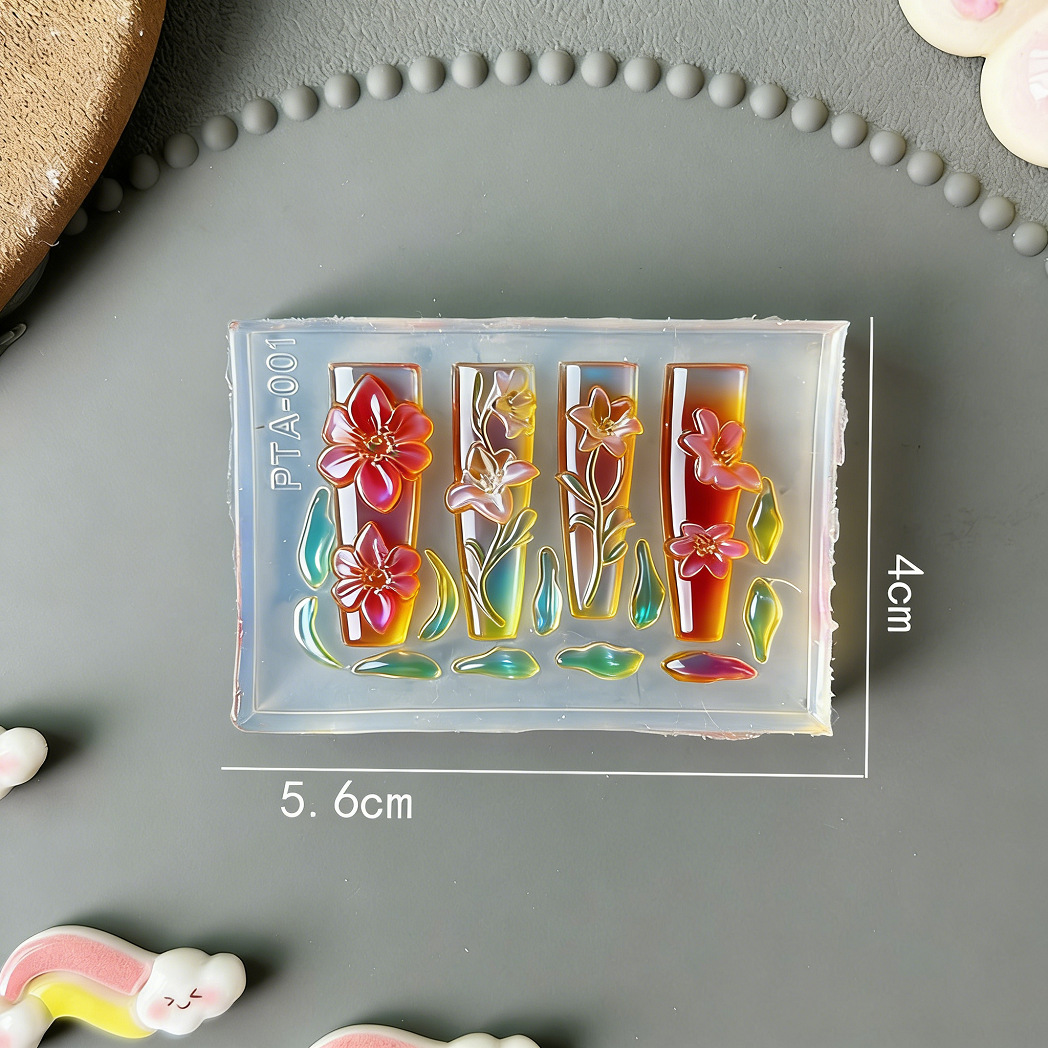 Molde de manicura amor arco en relieve flor ornamentos molde abrasivo alta permeabilidad estereoscópica DIY decoración molde de silicona