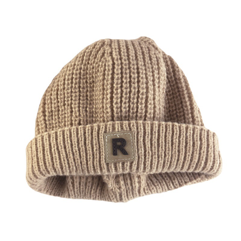 Unisex babymössa Söt stickad mössa med tyglappar pojkar och flickor hiphop-mössa med melonhud Mode varm knutmössa_voghion.com