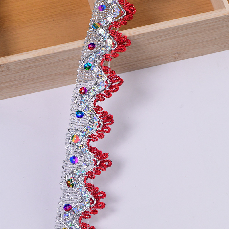 Venta directa de fábrica, suministro puntual de seda de oro y plata, lentejuelas, encaje, accesorios de ropa, cortinas, decoración de ropa de baile