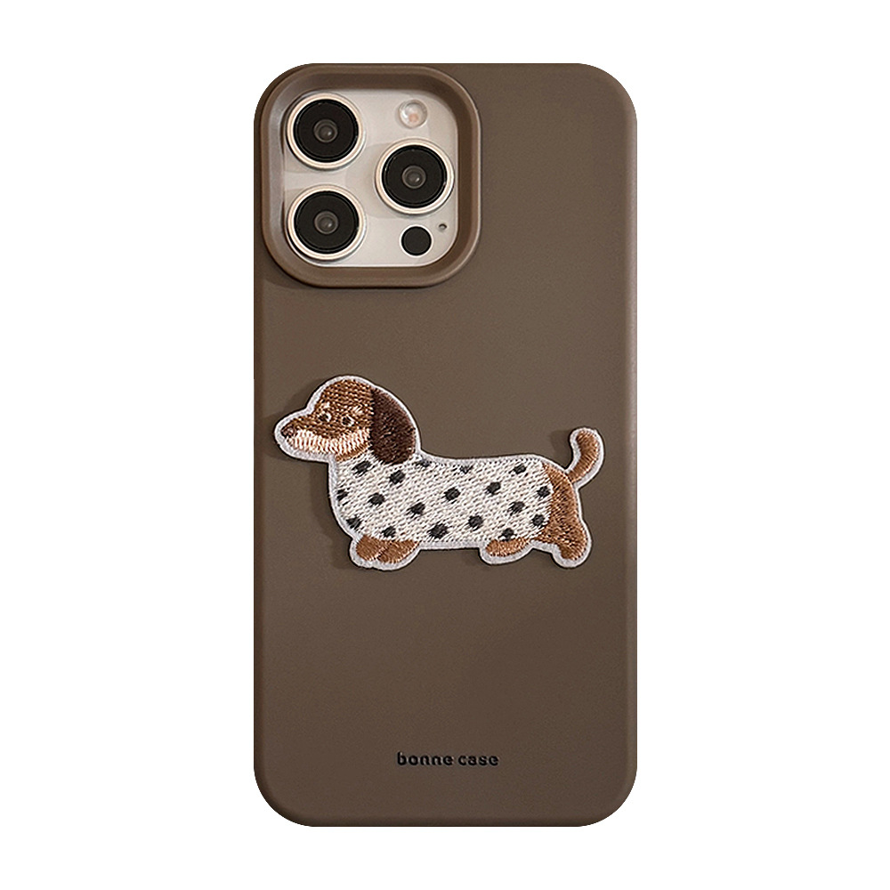 ins suéter bordado cachorro 15pro max manzana 16 caso de teléfono estereoscópico iphone 14 aplica 13 silicona 17