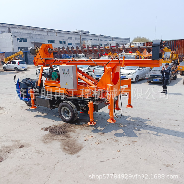 农用三轮地基打桩机三轮地基长螺旋打桩机农村盖房三轮地基打桩机