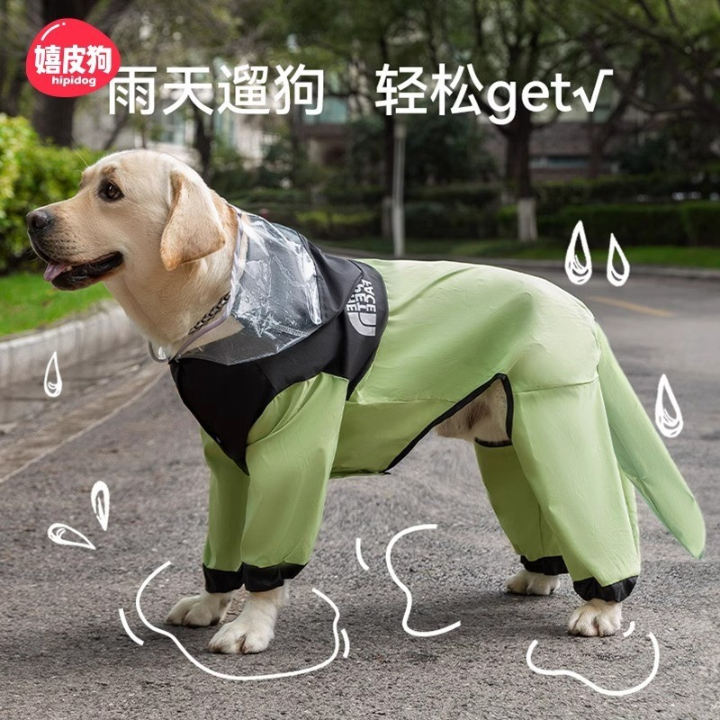 Golden Retriever perro impermeable mediano y grande perro de cuatro patas impermeable todo incluido ropa de día lluvioso Labrador mascota poncho