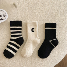2024新款儿童袜子秋冬男女童珊瑚绒加绒加厚中筒袜韩版