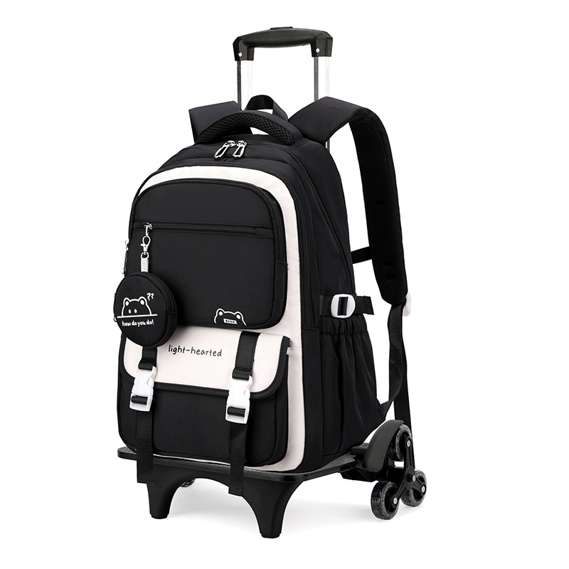 Mochila de tracción de pescado natural para estudiantes de secundaria de nicho multicapa de gran capacidad, mochila de tracción de hombro