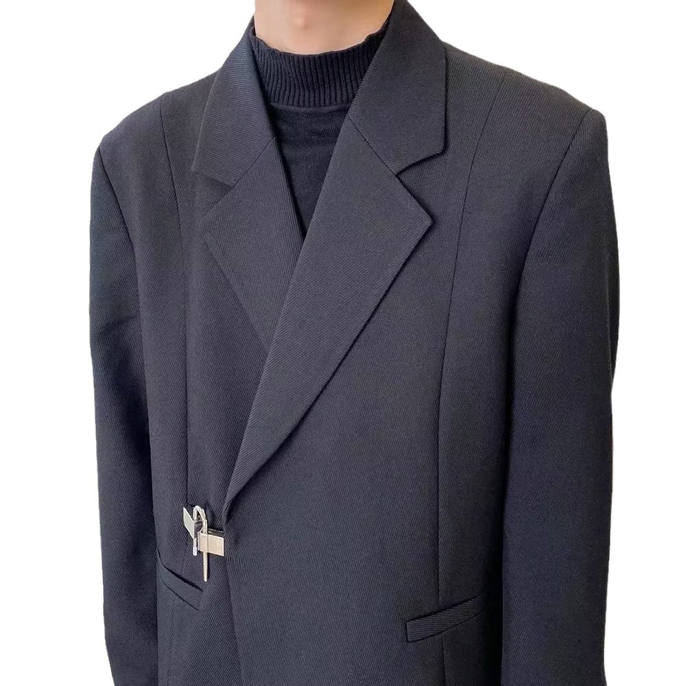 Chaqueta de traje con sentido de diseño con cerradura, hombre suelto, guapo, chico de moda, celebridad de Internet, traje casual de nicho, top guapo